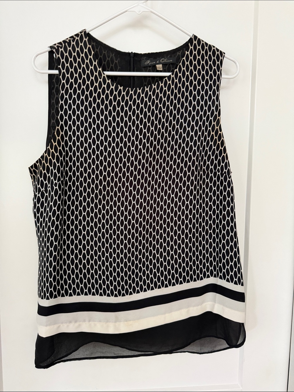 Rose & Olive Black and White Sleeveless Geo-Print Camisole